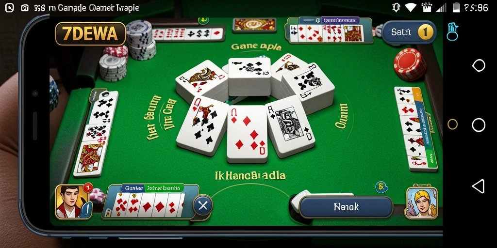 Tampilan gameplay Gaple yang seru dan interaktif di 7DEWA.