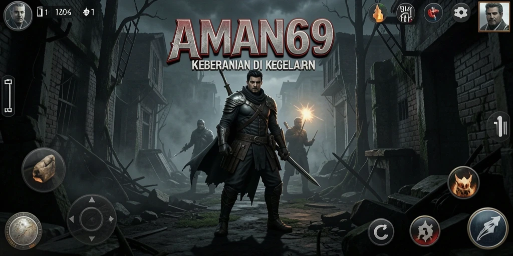 Tampilan gameplay <strong>AMAN69</strong> yang menegangkan dengan suasana mencekam.