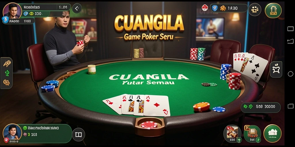 Tampilan gameplay <strong>CUANGILA</strong> dengan suasana Poker yang seru.