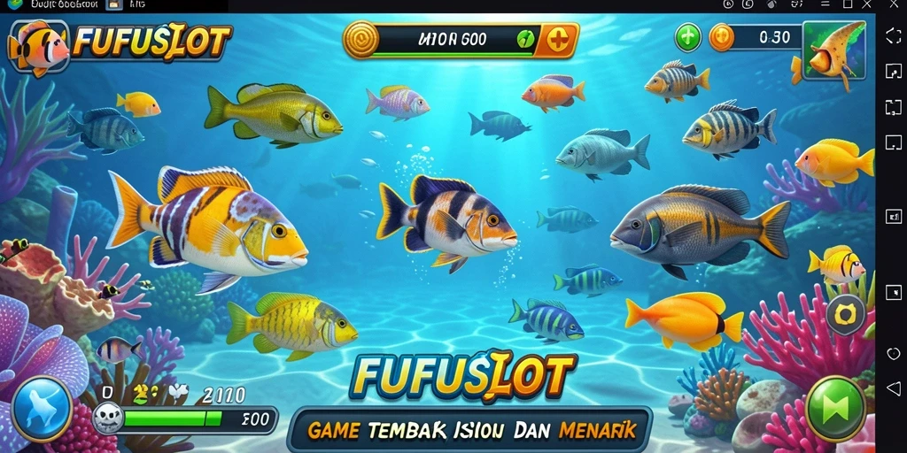 Tampilan gameplay FUFUSLOT dengan aksi tembak ikan yang seru.