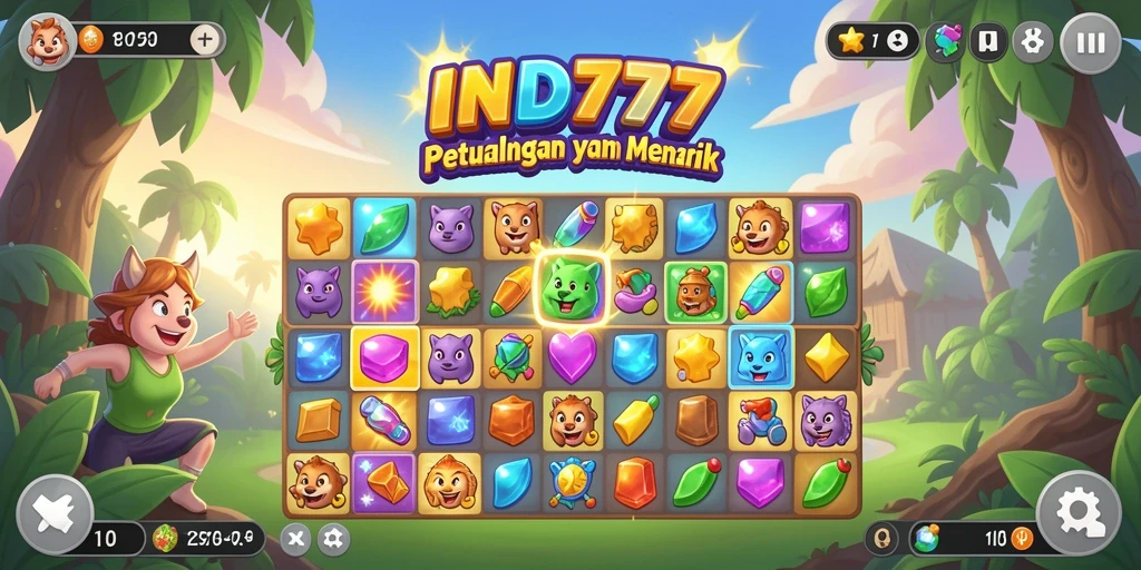 Tampilan gameplay seru di IND777 yang penuh dengan tantangan Match-3.