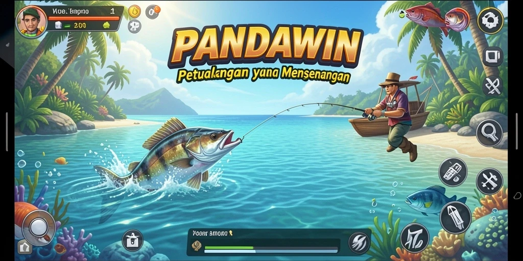 Screenshot utama PANDAWIN menampilkan serunya gameplay Fishing yang mendebarkan.