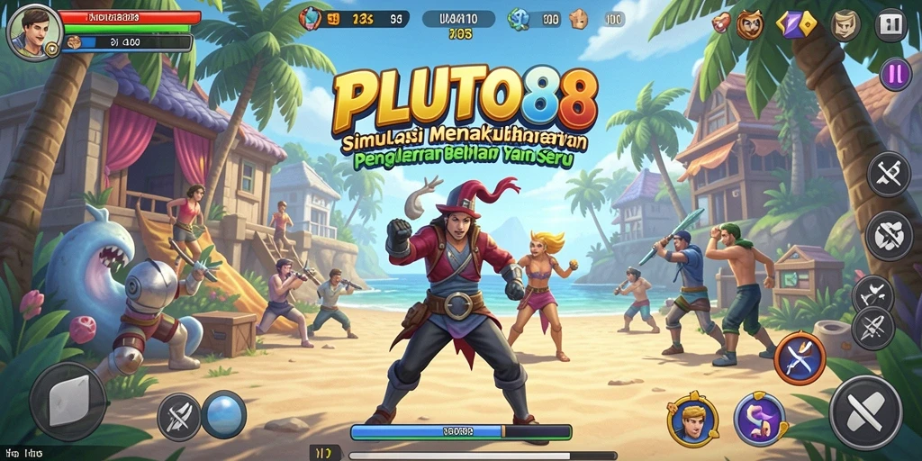 Tampilan gameplay <strong>PLUTO88</strong> yang menarik dan penuh warna dalam dunia simulasi.