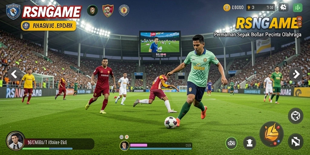 Tampilan gameplay RSNGAME dengan aksi seru sepak bola.