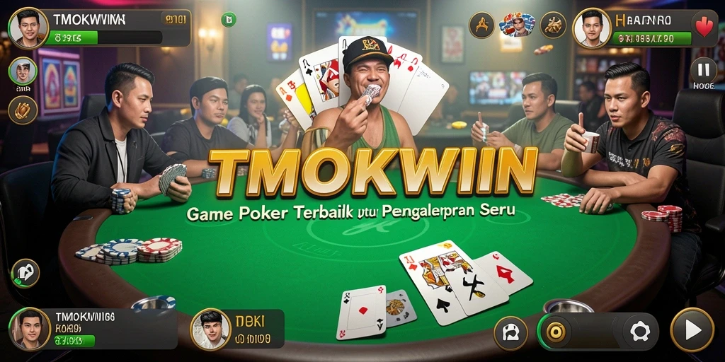 Tampilan screenshot gameplay Poker TMOKWIN yang mendebarkan.